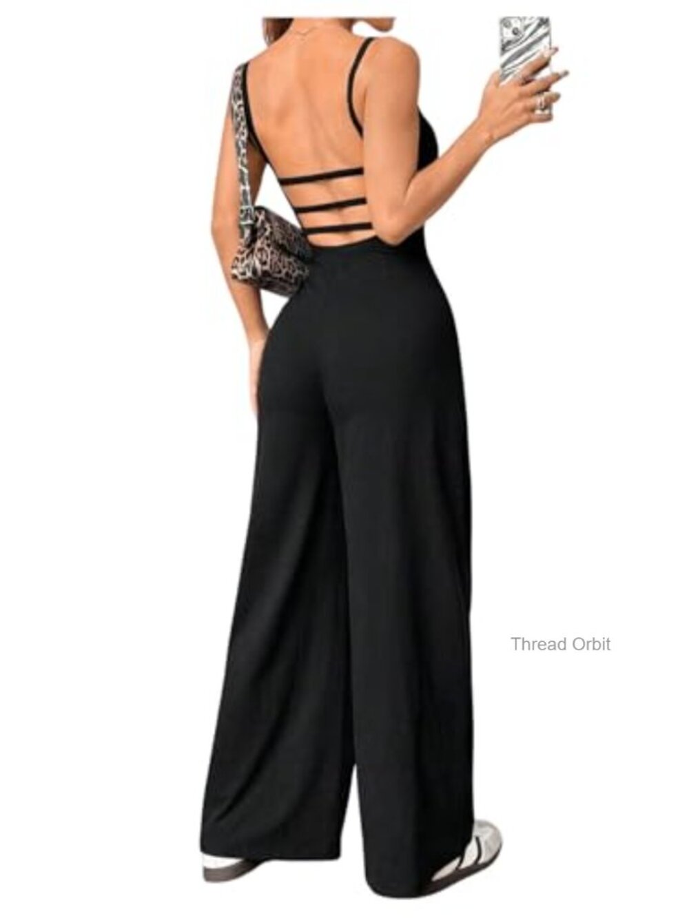 Strappy Backless Jumpsuit Wide Leg Sleeveless Romper Summer Outfit